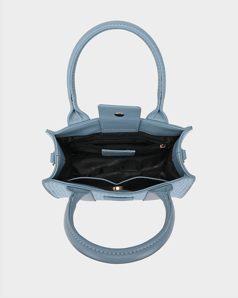 Pebble Leather Mini Tote Bag in Blue