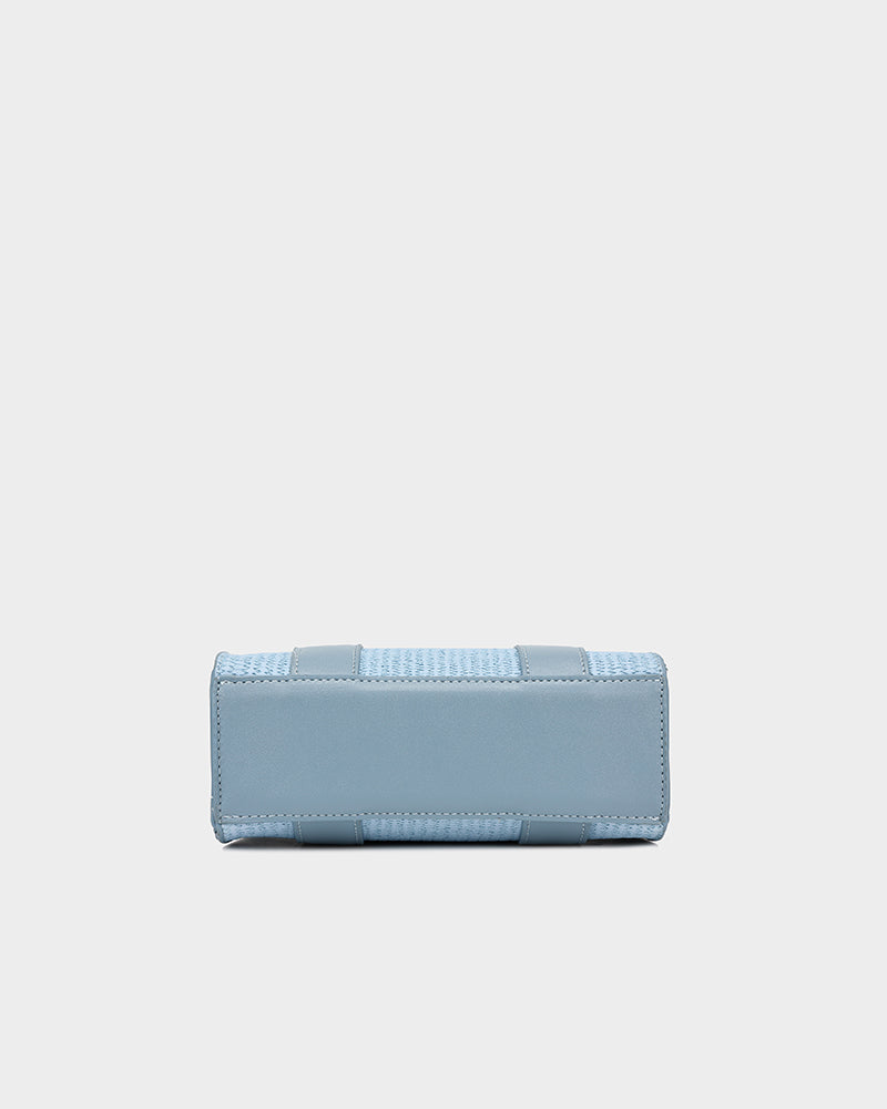 Pebble Leather Mini Tote Bag in Blue