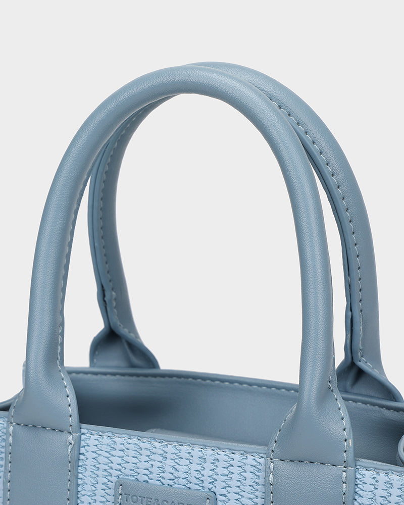 Pebble Leather Mini Tote Bag in Blue