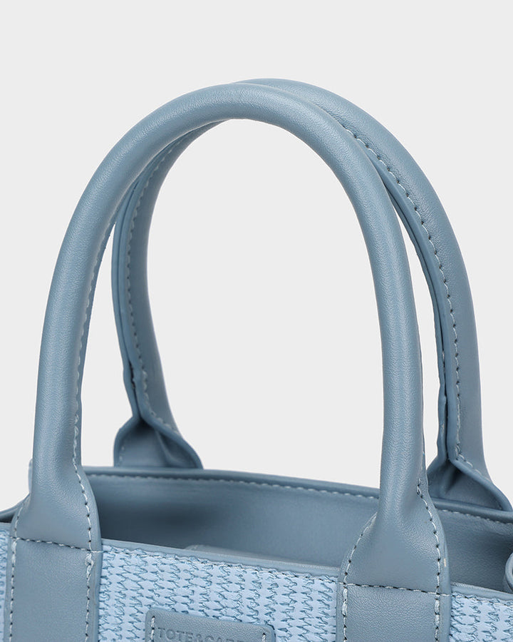 Pebble Leather Mini Tote Bag in Blue