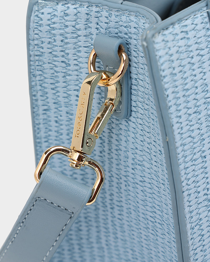 Pebble Leather Mini Tote Bag in Blue