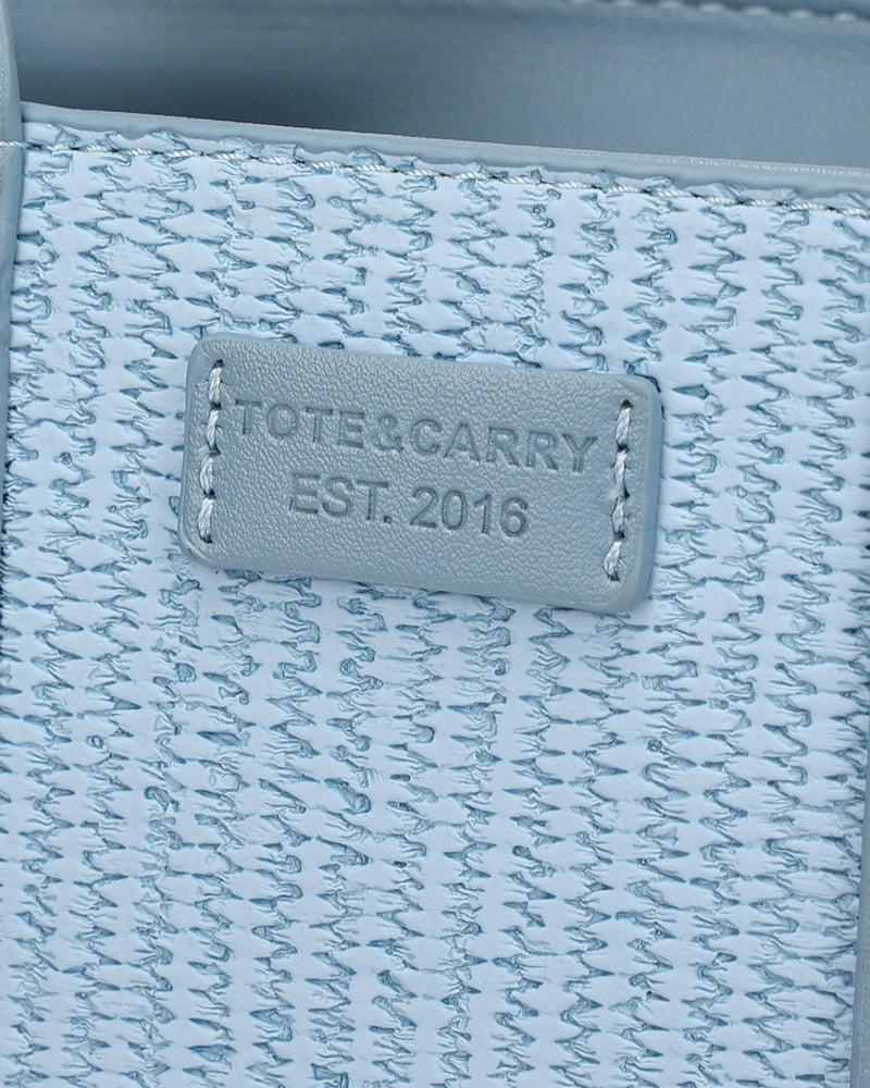 Pebble Leather Mini Tote Bag in Blue