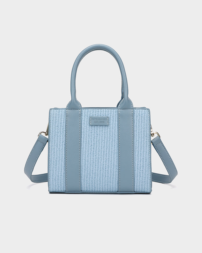 Pebble Leather Mini Tote Bag in Blue