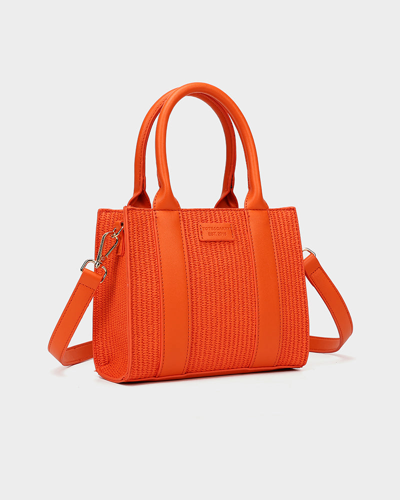 Pebble Leather Mini Tote Bag in Orange