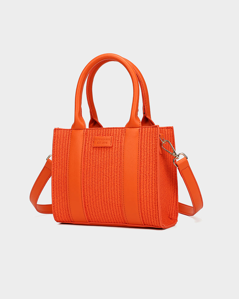 Pebble Leather Mini Tote Bag in Orange