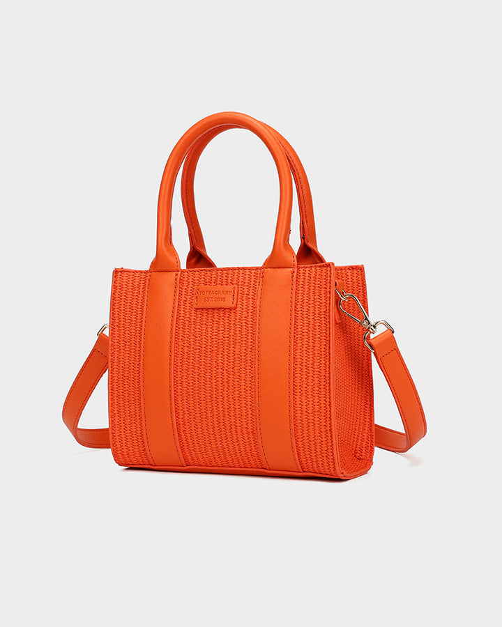 Pebble Leather Mini Tote Bag in Orange