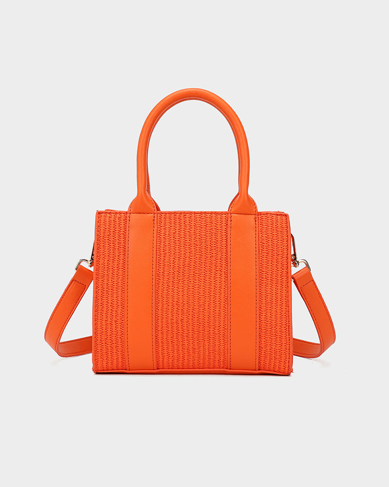 Pebble Leather Mini Tote Bag in Orange