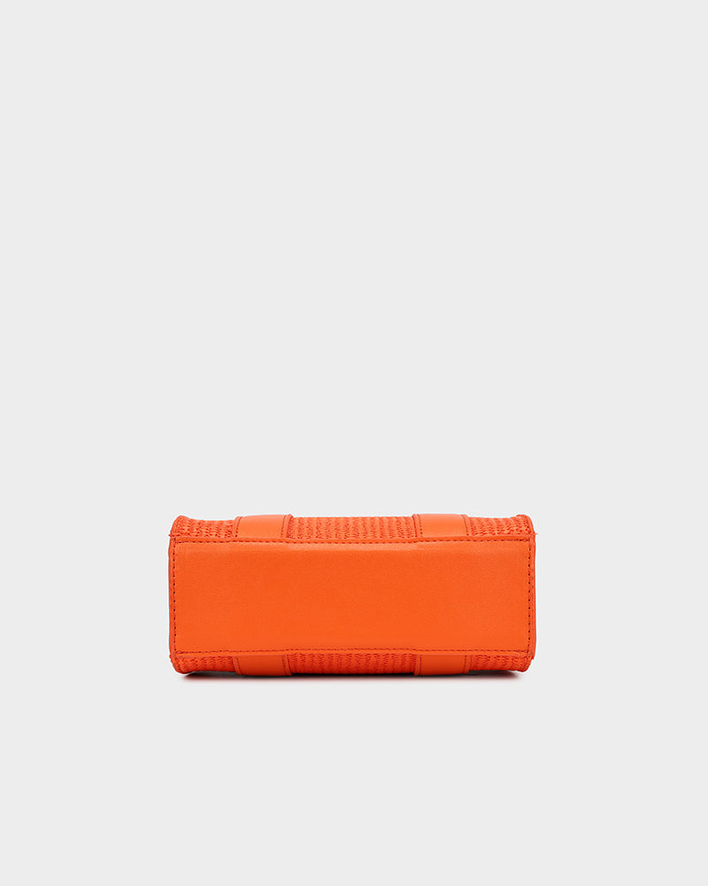 Pebble Leather Mini Tote Bag in Orange