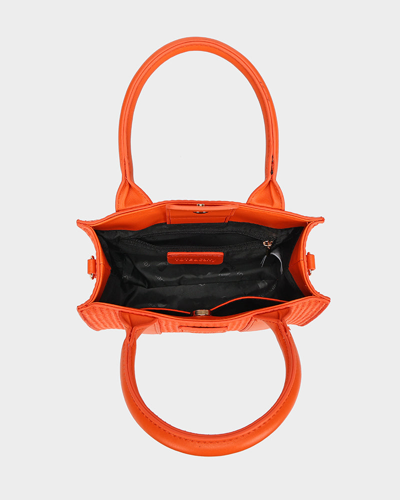Pebble Leather Mini Tote Bag in Orange