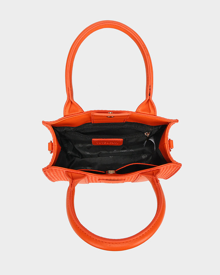 Pebble Leather Mini Tote Bag in Orange