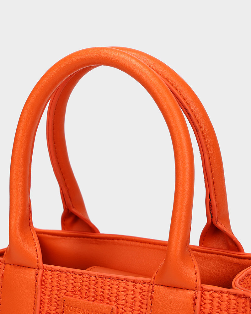 Pebble Leather Mini Tote Bag in Orange