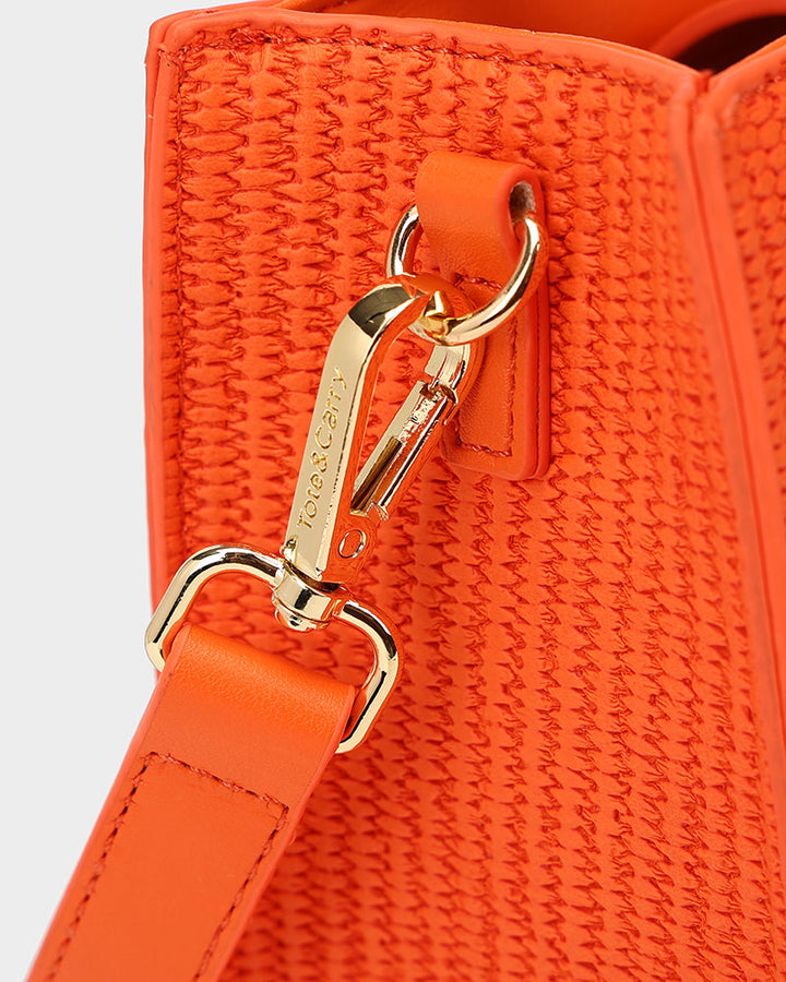 Pebble Leather Mini Tote Bag in Orange
