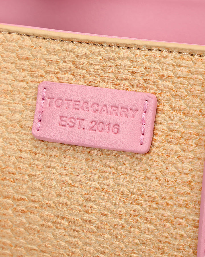 Pebble Leather Mini Tote Bag in Pink