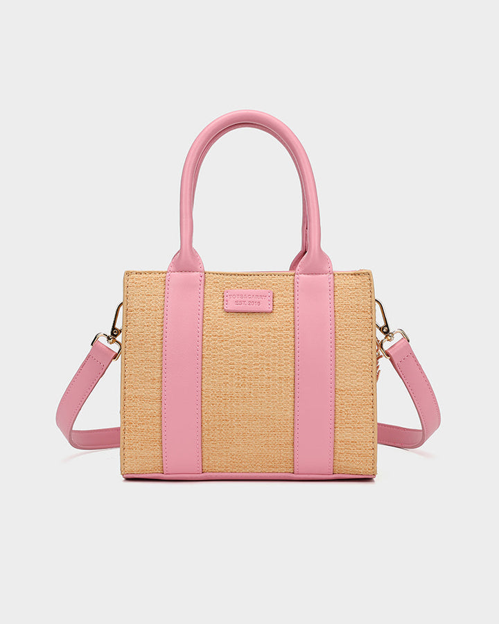 Pebble Leather Mini Tote Bag in Pink