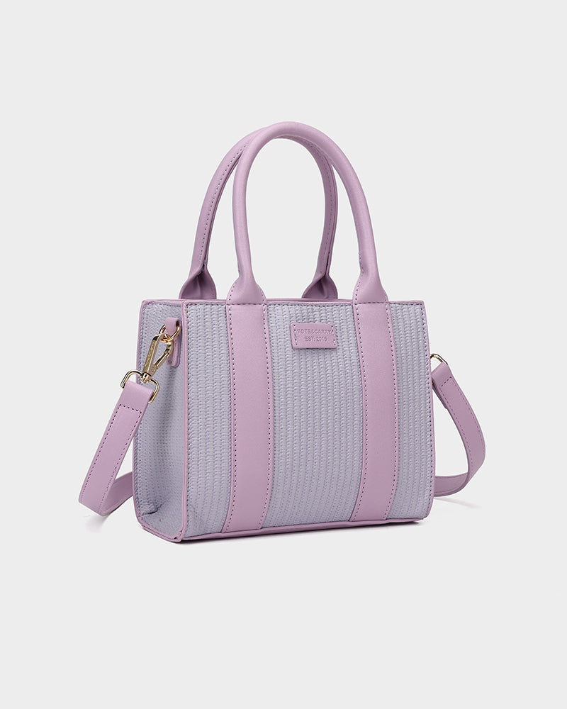 Pebble Leather Mini Tote Bag in Purple
