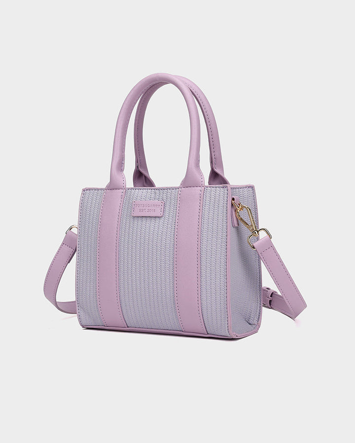 Pebble Leather Mini Tote Bag in Purple