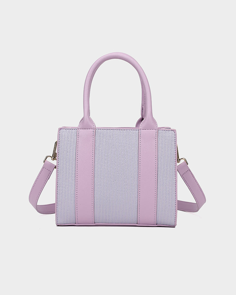 Pebble Leather Mini Tote Bag in Purple