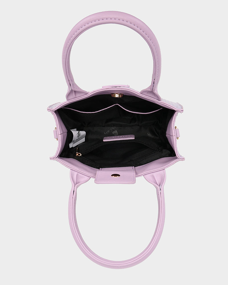 Pebble Leather Mini Tote Bag in Purple
