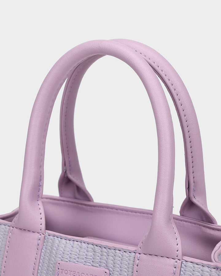 Pebble Leather Mini Tote Bag in Purple