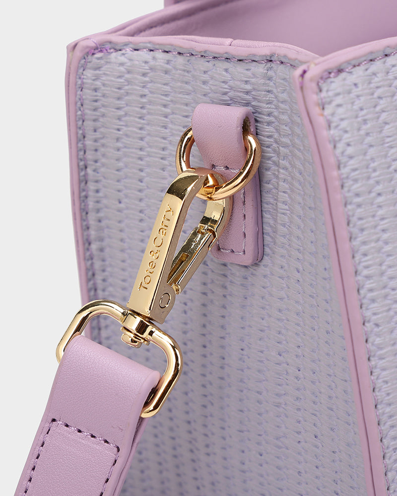 Pebble Leather Mini Tote Bag in Purple