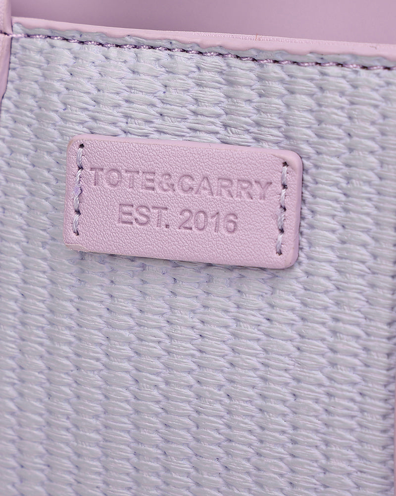 Pebble Leather Mini Tote Bag in Purple