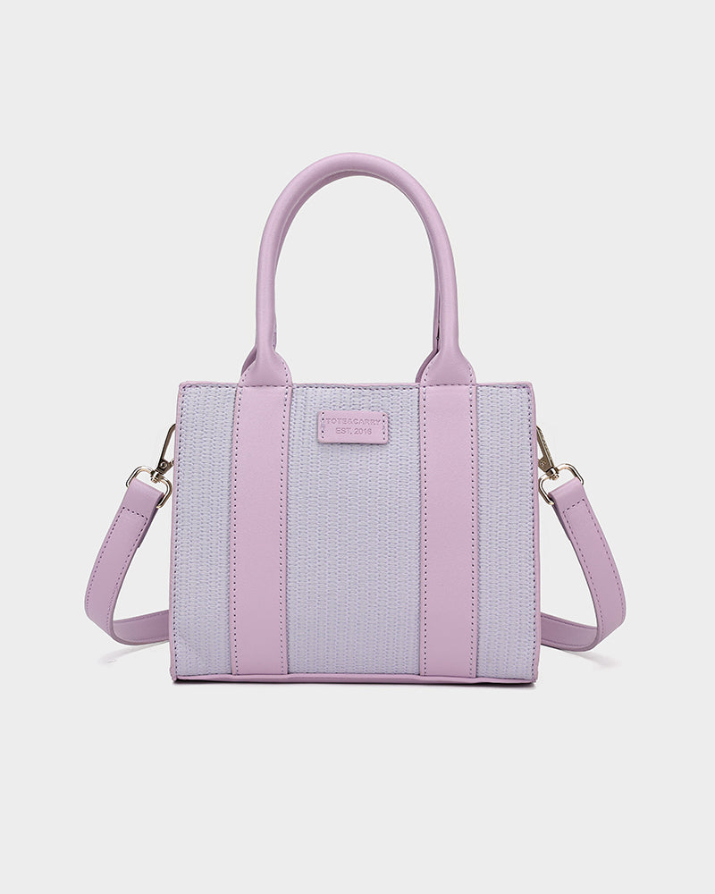 Pebble Leather Mini Tote Bag in Purple