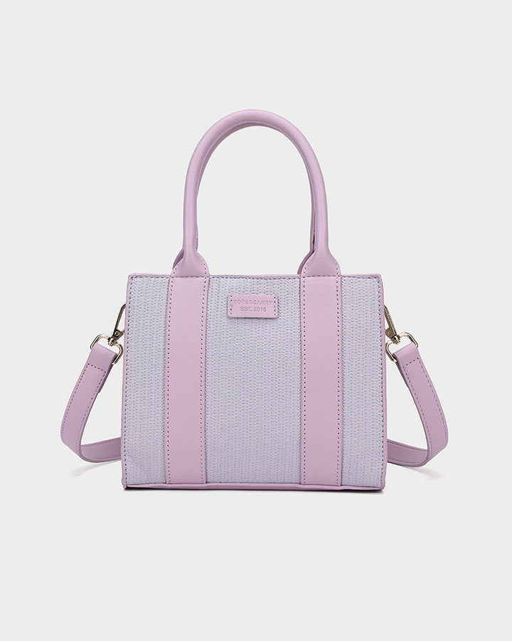 Pebble Leather Mini Tote Bag in Purple