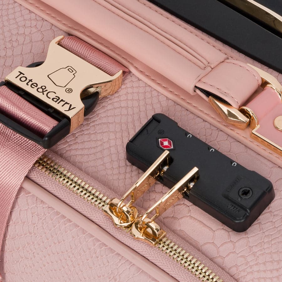 Pink Apollo 1 Faux Snakeskin Suitcase