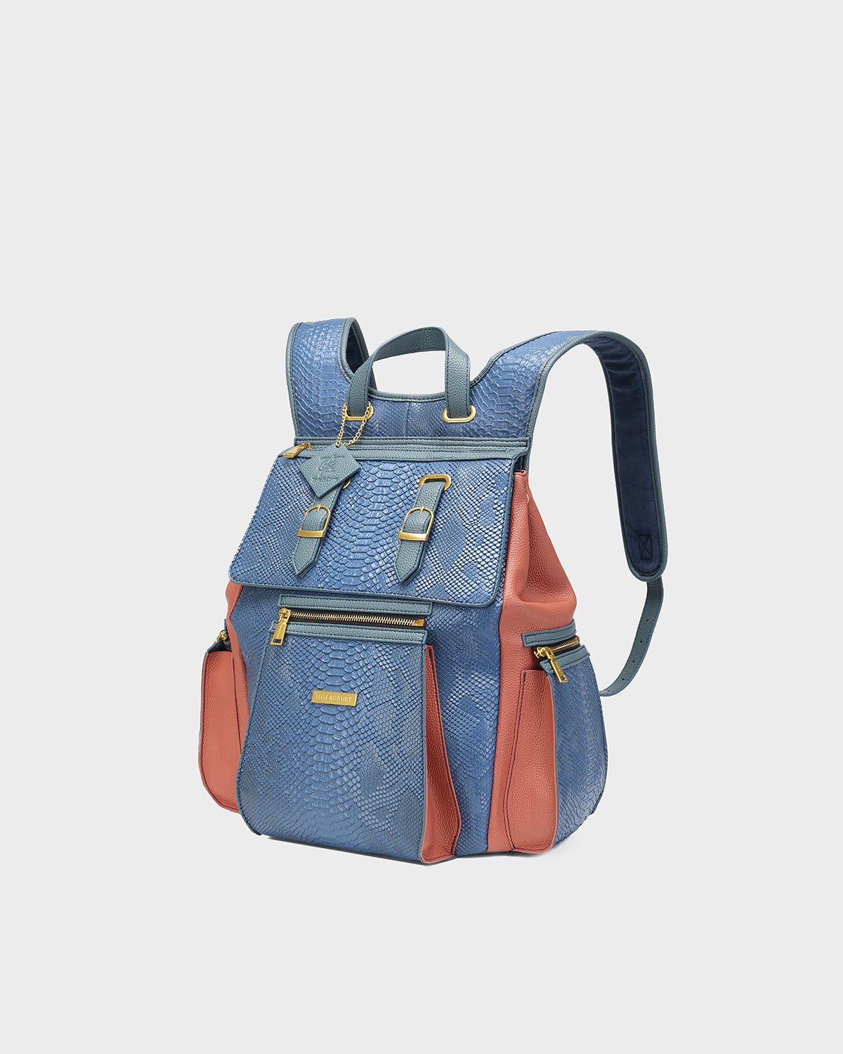 Power Luxe Backpack in Blue & Clay-Red