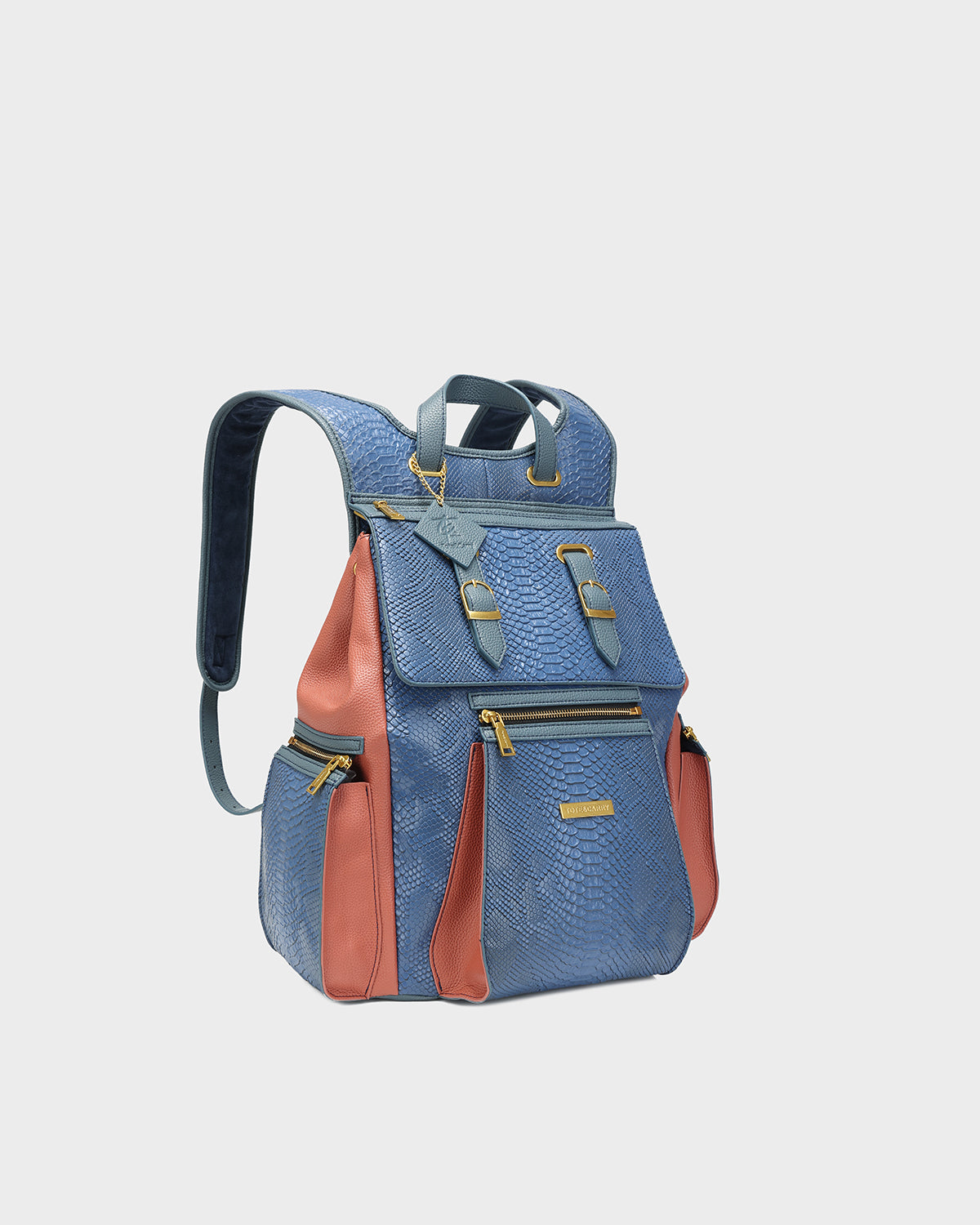 Power Luxe Backpack in Blue & Clay-Red