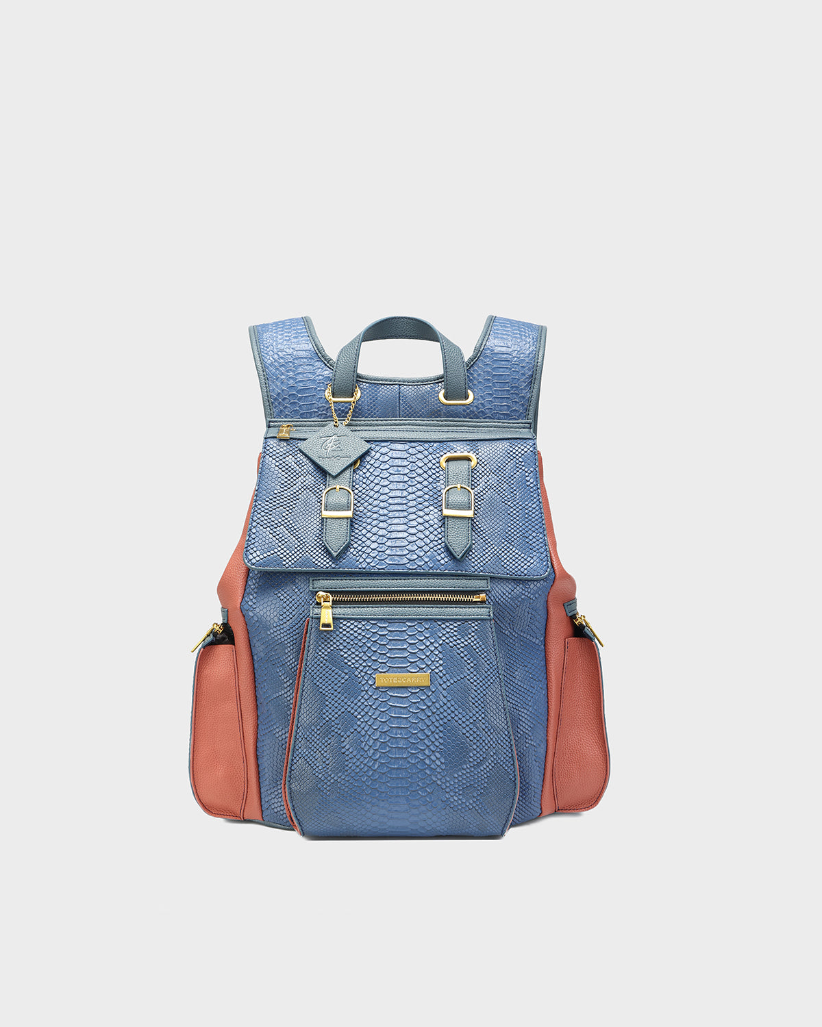 Power Luxe Backpack in Blue & Clay-Red