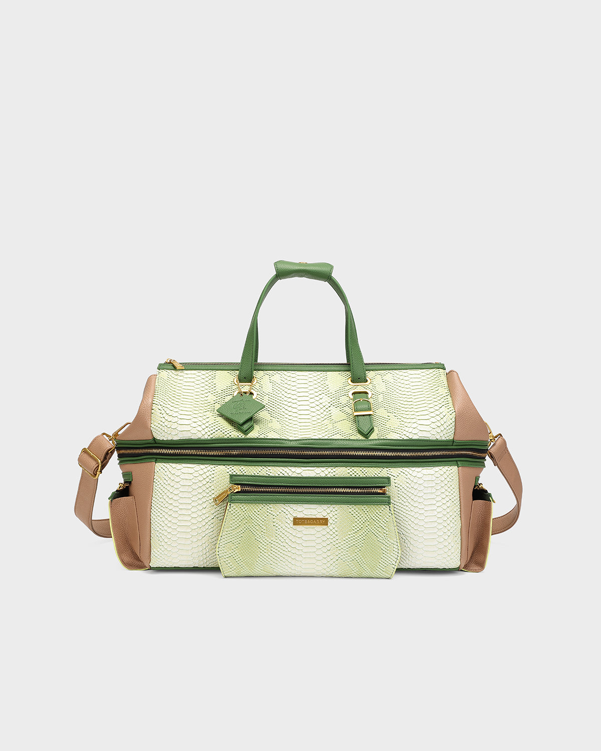 Power Luxe Duffle Bag in Green & Brown
