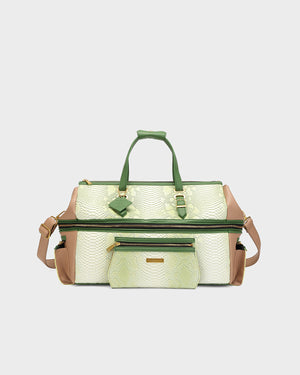 Power Luxe Duffle Bag in Green & Brown