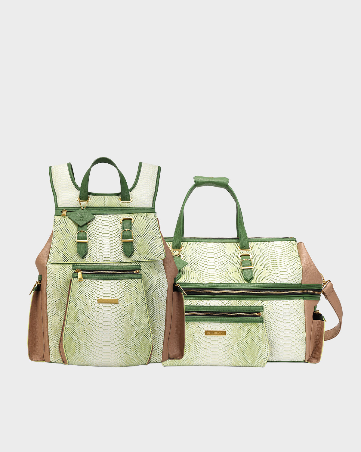 POWER Luxe Travel Set in Green & Brown