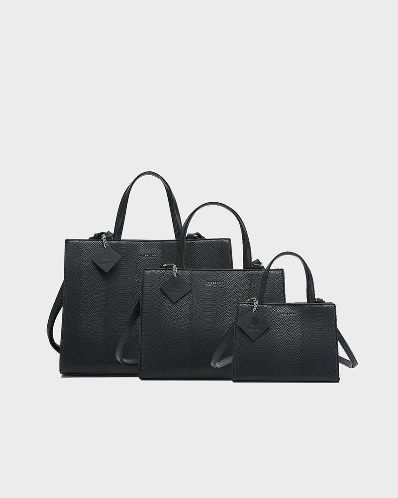 Prime 3PC Tote Bags Set in Black