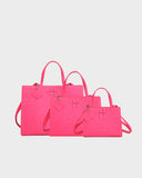 Raven 3PC Tote Bags Set in Neon Pink