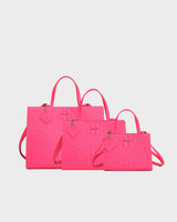 Raven 3PC Tote Set in Neon Pink