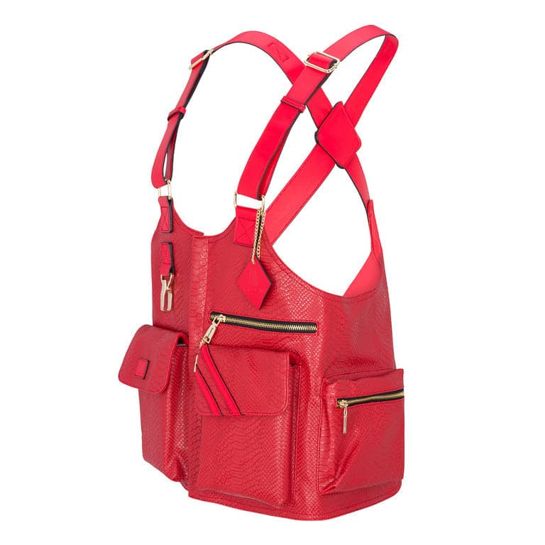 Red Tactical Leather Mens Vest Tote&Carry