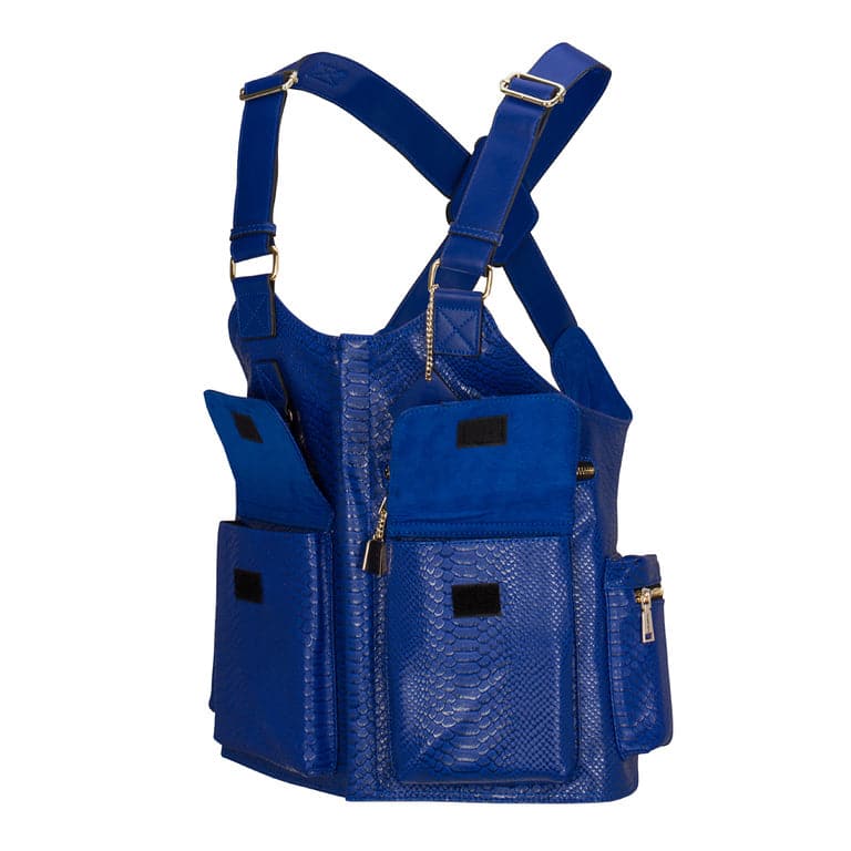 Royal Blue Tactical Leather Mens Vest Tote&Carry