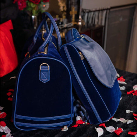 Tote&Carry - Royal Blue Velvet Duffle Bag, Duffle Bag