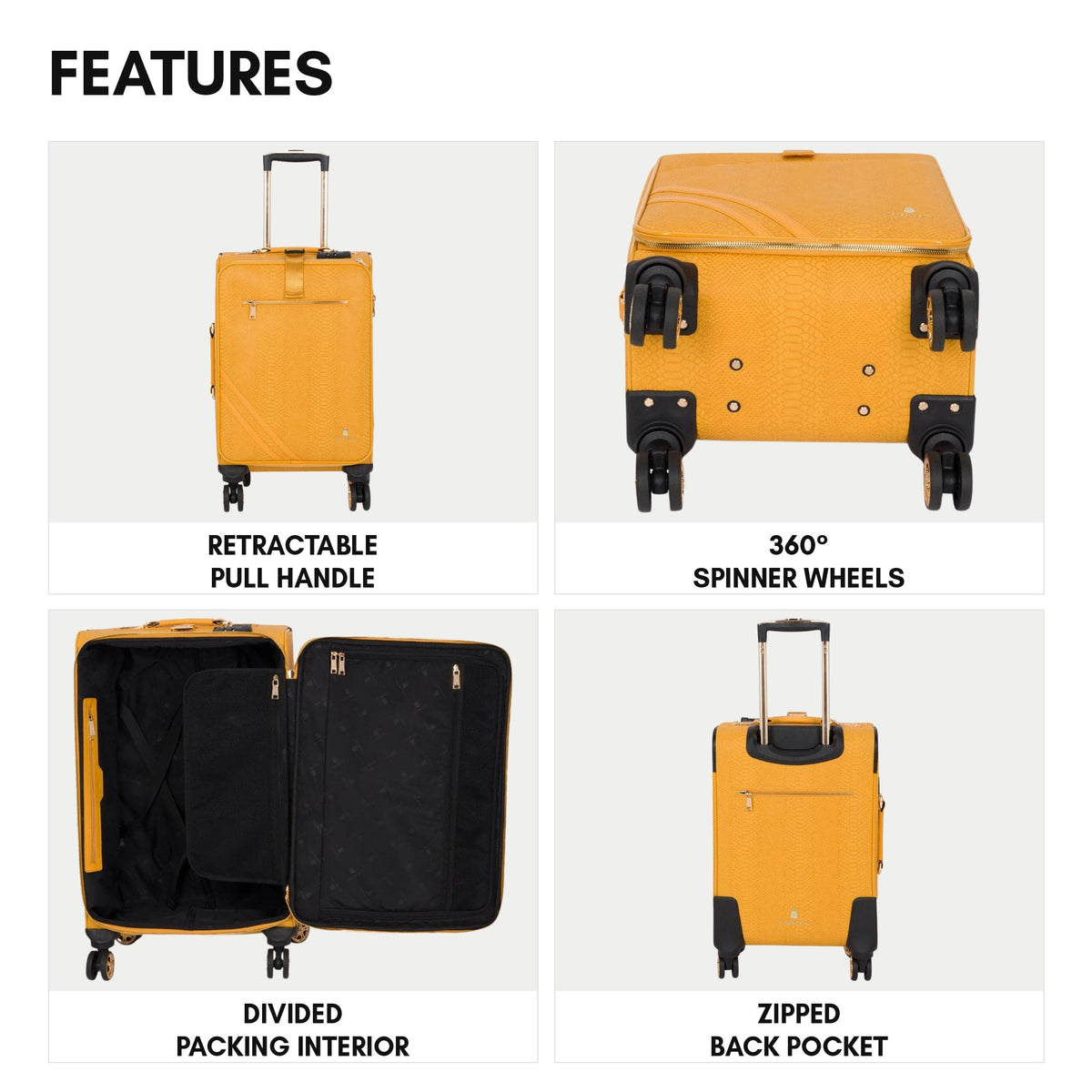 Signature Carry-On in Sunflower Yellow - features