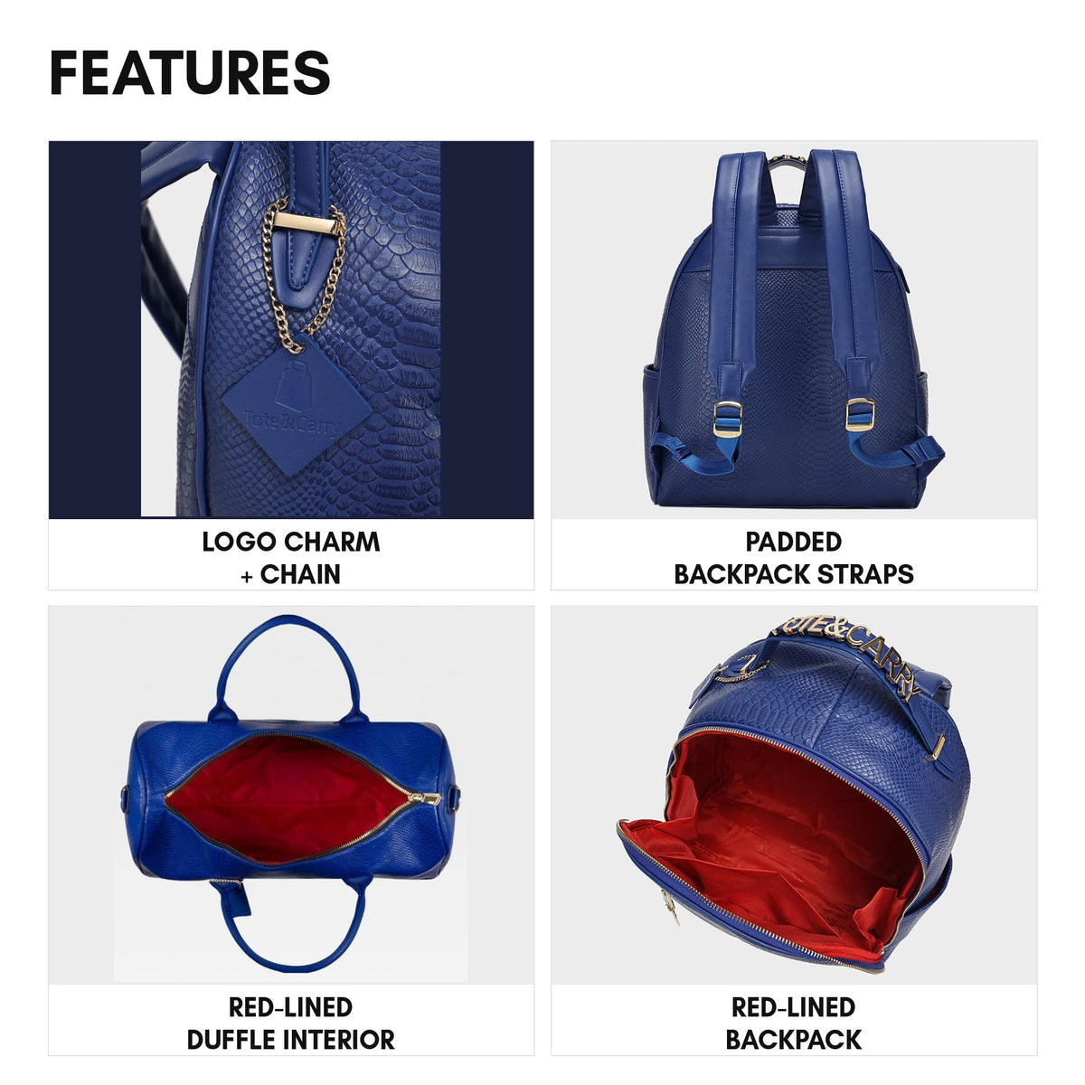 Signature Overnight Travel Set in Royal Blue - features