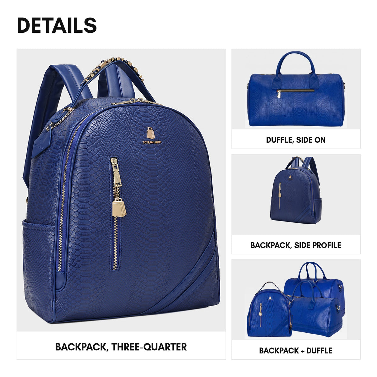 Signature Overnight Travel Set in Royal Blue - details