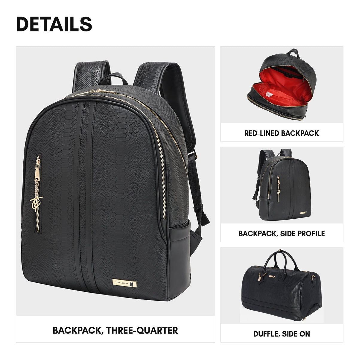 Signature Traveler Rolling Duffle Set in Black - details