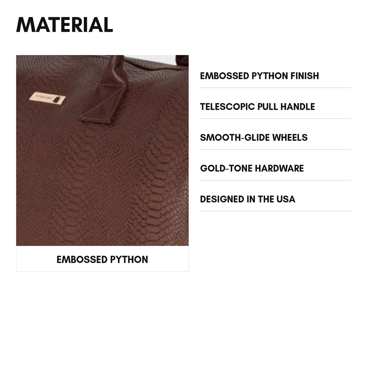 Signature Traveler Rolling Duffle Set in Chocolate - material