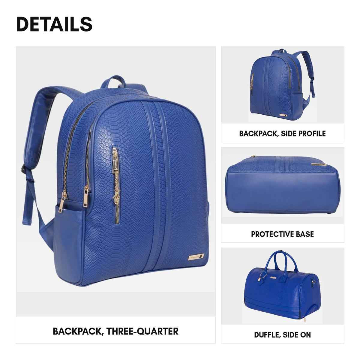 Signature Traveler Rolling Duffle Set in Royal Blue - details