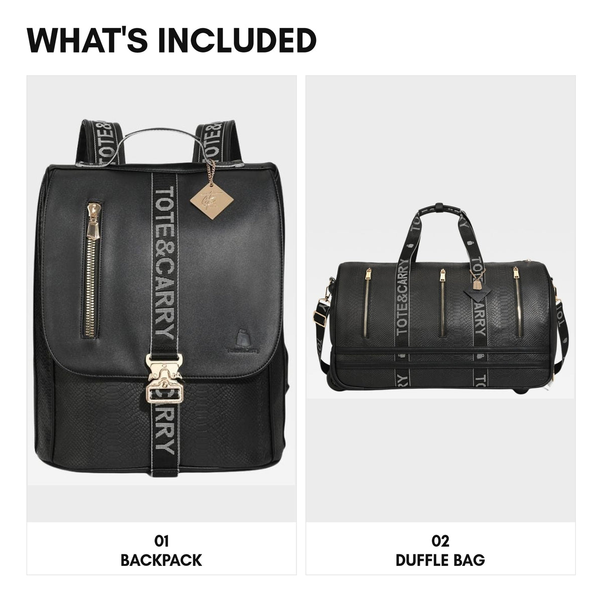 Signature Urban Rolling Duffle Set in Black - what's included