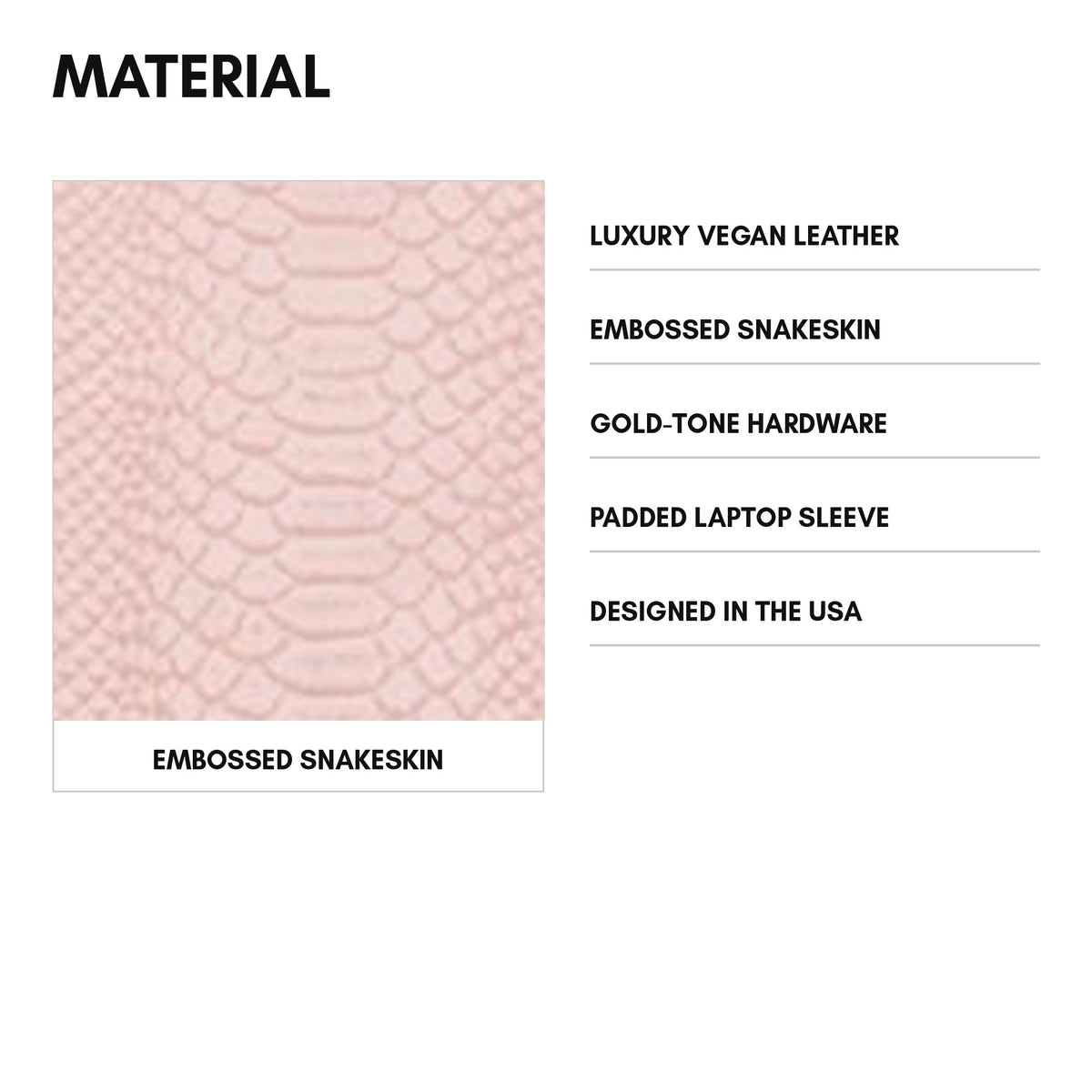 Signature Commuter Backpack in Pink - material: luxury vegan leather, embossed snakeskin, gold-tone hardware