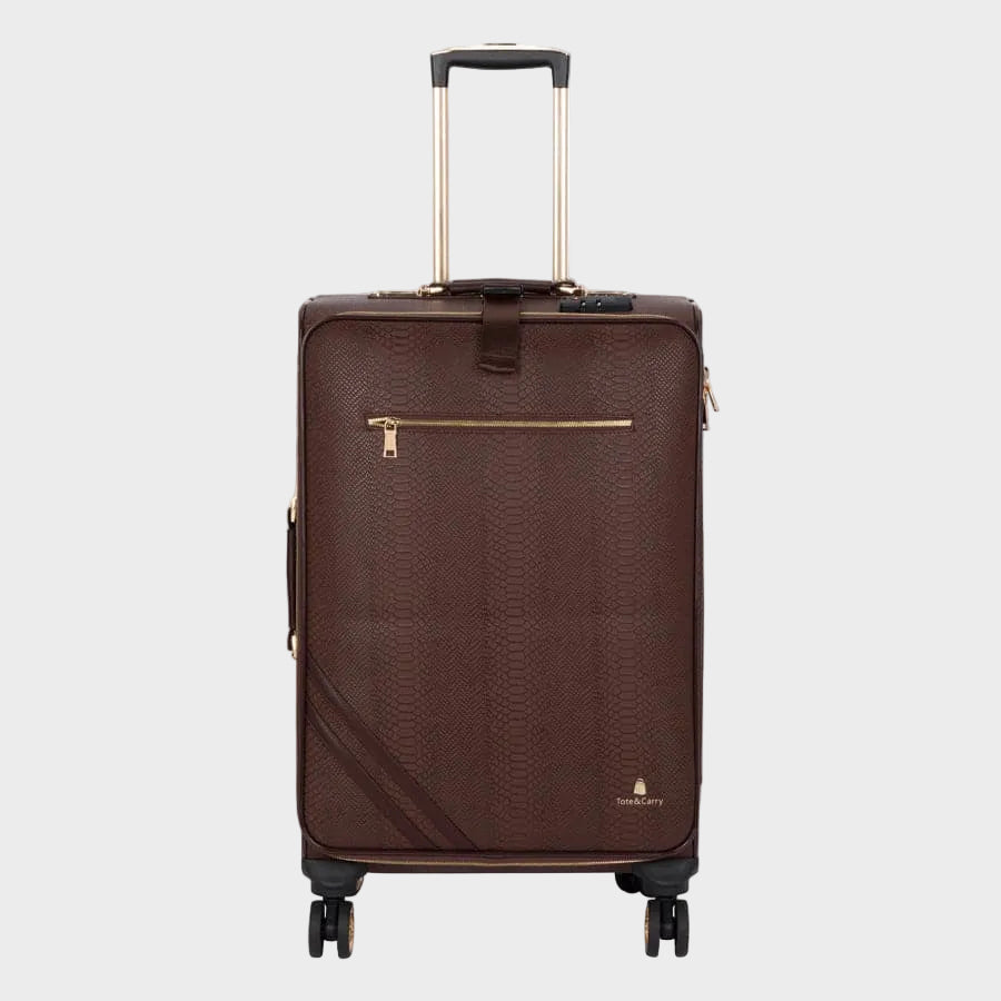 Chocolate Apollo 1 Faux Snakeskin Suitcase