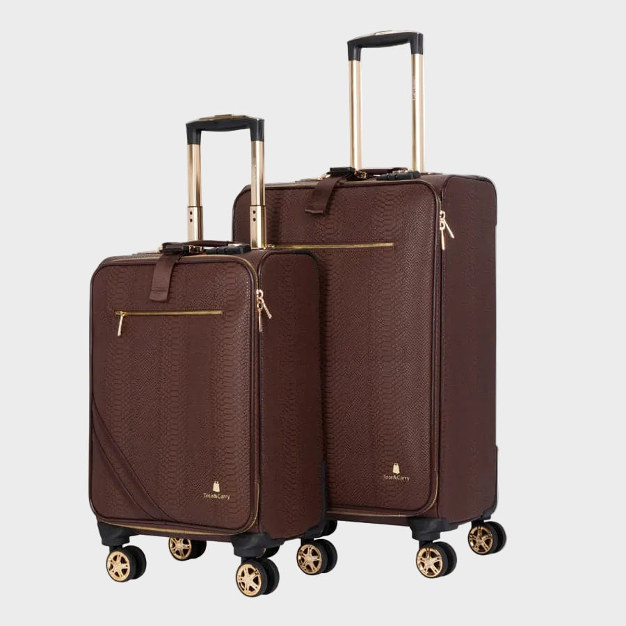 Chocolate Apollo 1 Faux Snakeskin Suitcase